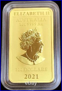 2021 Gold Australia $100 Dragon 1 Oz Bar. 9999 Fine (rare Struck Thru Error)
