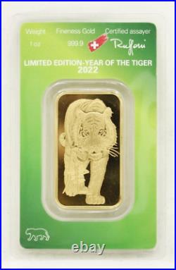 2022 1 Oz Fine Gold Bar Argor Heraeus Year of the Tiger In Assay