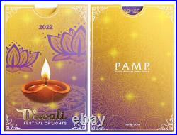 2022 PAMP Diwali Festival of Lights. 9999 Fine 5 g Gold Bar OGP SKU70050