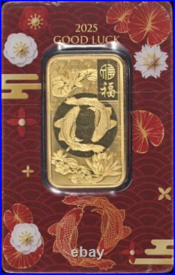 2025 Pamp Suisse 1 Ounce Gold Bar Good Luck Koi. 9999 Fine Sealed Assay STOCK 2025 Pamp Suisse 1 Ounce Gold Bar Good Luck Koi. 9999 Fine Sealed Assay STOCK