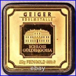20 Gram Geiger Gold Bar. 9999 Fine Sealed In Assay