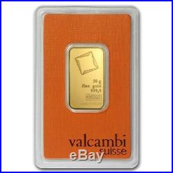 20 Gram Valcambi Suisse. 9999 Fine Gold Bar in Assay