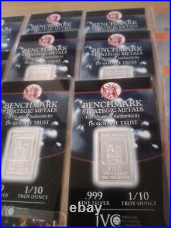 20 Pack. 999 Pure Fine Silver Bullion Bars. Free Gold Bar