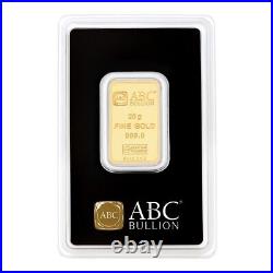 20 gram 999.9 Fine Gold ABC Bullion Minted Tablet Ingot Bar Sealed & Certified