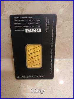 20 gram Gold Bar Perth Mint 99.99 Fine in Assay