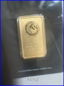 20 gram Gold Bar Perth Mint 99.99 Fine in Assay