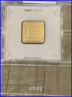 20 grams Geiger original square. 9999 fine gold bar in assay HARD TO FIND
