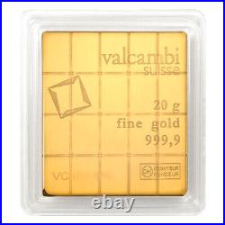 20 x 1g Valcambi Suisse. 9999 Fine Gold Combibar 20 Gram