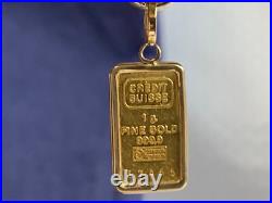24K & 14K Yellow Gold Ingot Charm 1.27g Fine Jewelry Credit Suisse Gold Bar 24K & 14K Yellow Gold Ingot Charm 1.27g Fine Jewelry Credit Suisse Gold Bar