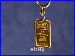 24K & 14K Yellow Gold Ingot Charm 1.27g Fine Jewelry Credit Suisse Gold Bar 24K & 14K Yellow Gold Ingot Charm 1.27g Fine Jewelry Credit Suisse Gold Bar