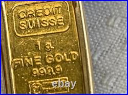 24K & 14K Yellow Gold Ingot Charm 1.27g Fine Jewelry Credit Suisse Gold Bar 24K & 14K Yellow Gold Ingot Charm 1.27g Fine Jewelry Credit Suisse Gold Bar