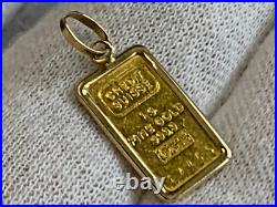 24K & 14K Yellow Gold Ingot Charm 1.27g Fine Jewelry Credit Suisse Gold Bar 24K & 14K Yellow Gold Ingot Charm 1.27g Fine Jewelry Credit Suisse Gold Bar