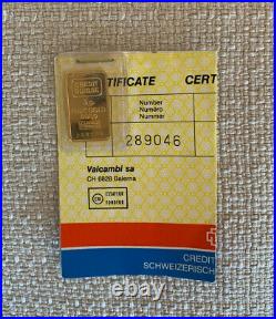 24K Fine Gold Ingot Credit Suisse 5 Grams Fine Gold Bar 999.9 With Certificate