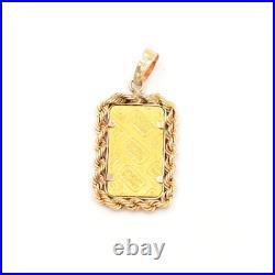 24k Yellow Gold Credit Suisse Fine Ingot Bar 14k Rope Bezel Frame Charm/Pendant 24k Yellow Gold Credit Suisse Fine Ingot Bar 14k Rope Bezel Frame Charm/Pendant