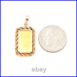 24k Yellow Gold Credit Suisse Fine Ingot Bar 14k Rope Bezel Frame Charm/Pendant 24k Yellow Gold Credit Suisse Fine Ingot Bar 14k Rope Bezel Frame Charm/Pendant