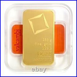 250 gram Gold Bar Valcambi Suisse. 9999 Fine (In Assay)