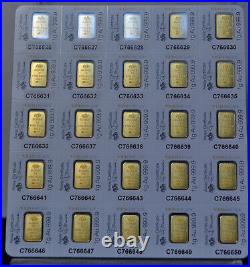 25 X 1 Gram Divisible Pamp Suisse Multigram Gold Bar. 9999 Fine Gold