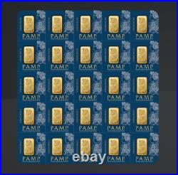 25 X 1 Gram Gold Bar Divisible PAMP Suisse MULTIGRAM. 9999 Fine Gold Bar
