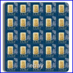 25 X 1 Gram Gold Bar Divisible PAMP Suisse MULTIGRAM. 9999 Fine Gold Bar