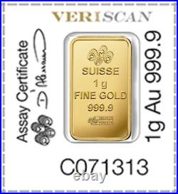 25 X 1 Gram Gold Bar Divisible PAMP Suisse MULTIGRAM. 9999 Fine Gold Bar