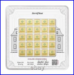 25 X 1 gram. 9999 Fine Gold Bar Geiger Edelmetalle Multi Card In Assay Capsule