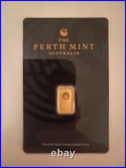2X 1 gram Gold Bar PAMP Suisse Perth Mint 999.9 Fine in Sealed Assay