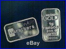 (2) 1 Gram Gold Bars 999.9 Karatbars Fine Gold Karat Bar K15