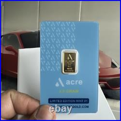 2.5 Gram. 9999 Fine Gold Acre Bar in Assay Original Gift Box SEALED