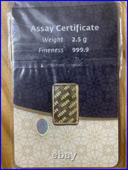 2.5 Gram. 9999 Fine Gold Bar In Assay Card- Istanbul Gold Refinery Goldgram 2.5 Gram. 9999 Fine Gold Bar In Assay Card- Istanbul Gold Refinery Goldgram