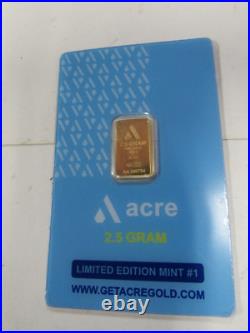 2.5 Gram Acre Limited Edition 999.9 Fine Gold Bar Sealed Blue Card