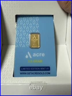 2.5 Gram Acre Limited Edition 999.9 Fine Gold Bar Sealed Blue Card 2.5 Gram Acre Limited Edition 999.9 Fine Gold Bar Sealed Blue Card
