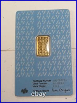 2.5 Gram Acre Limited Edition 999.9 Fine Gold Bar Sealed Blue Card