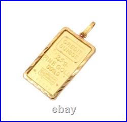 2.5 Gram Credit Swiss. 999 Fine Gold Bullion Bar 22k Pendant 3.23 Grams total 2.5 Gram Credit Swiss. 999 Fine Gold Bullion Bar 22k Pendant 3.23 Grams total