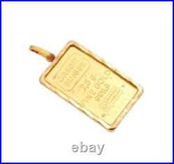 2.5 Gram Credit Swiss. 999 Fine Gold Bullion Bar 22k Pendant 3.23 Grams total 2.5 Gram Credit Swiss. 999 Fine Gold Bullion Bar 22k Pendant 3.23 Grams total