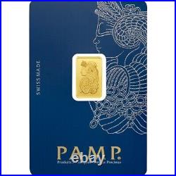 2.5 Gram Fine Gold Bar 999.9 PAMP Suisse Lady Fortuna Veriscan