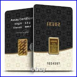 2.5 Gram IGR Gold Bar Istanbul Gold Refinery 999.9 Fine Sealed New In Assay