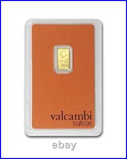 2.5 Gram Valcambi Suisse. 9999 Fine Gold Bar in Assay Card In Stock
