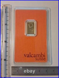 2.5 Gram Valcambi bar. 9999 Fine Gold Bar in Assay card
