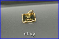 2.5 Grams 999.9 Fine Gold Bar In A 14k Yellow Gold Bezel Pendant 3.8 G (PEN9333)