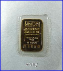 2.5 Grams Gold Bar JM Johnson Mathey 9999 Fine Gold B3509 Original Seal