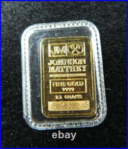 2.5 Grams Gold Bar JM Johnson Mathey 9999 Fine Gold B7595 Original Seal