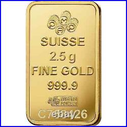 2.5 gram Fine Gold Bar 999.9 PAMP Suisse Rosa