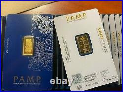 2.5 gram Gold Bar PAMP Suisse Fortuna 999.9 Fine Box of 25