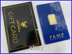 2.5 gram Gold Bar PAMP Suisse Fortuna 999.9 Fine in Sealed Assay