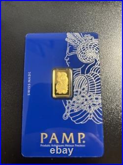 2.5 gram Gold Bar PAMP Suisse Lady Fortuna. 9999 Fine in Sealed Assay #1