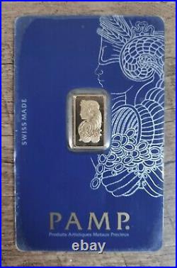 2.5 gram Gold Bar PAMP Suisse Lady Fortuna 999.9 Fine Gold in Sealed Assay