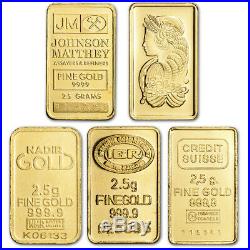 2.5 gram Gold Bar Random Brand Secondary Market 999.9 Fine