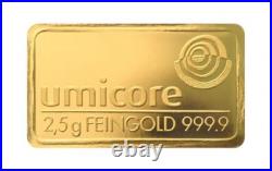 2.5 gram Gold Bar Random Brand Secondary Market 999.9 Fine