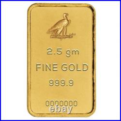 2.5 gram Gold Bar Random Brand Secondary Market 999.9 Fine