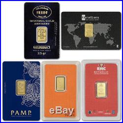 2.5 gram Gold Bar Random Brand Secondary Market 999.9 Fine in Assay